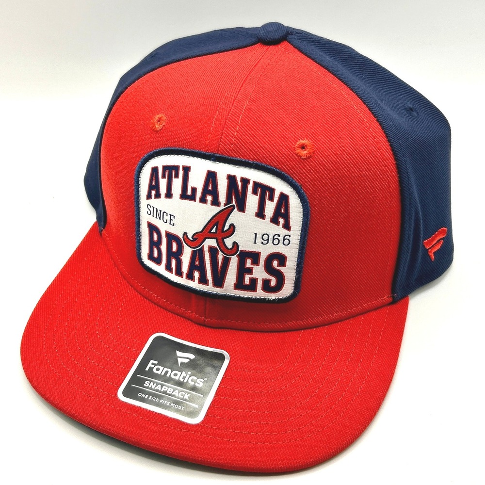 Atlanta Braves Fanatics Hat Mens OS Red Blue Snapback MLB Baseball Cap Fan Gear